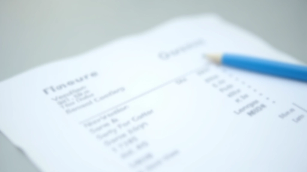 Close-up view of invoice document showing vendor name, amounts, and line items with digital markup overlay